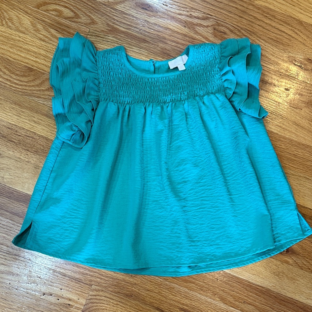 ODDY Teal Smocked Blouse